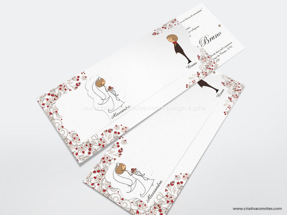 Convite de casamento em papel nobre perolado