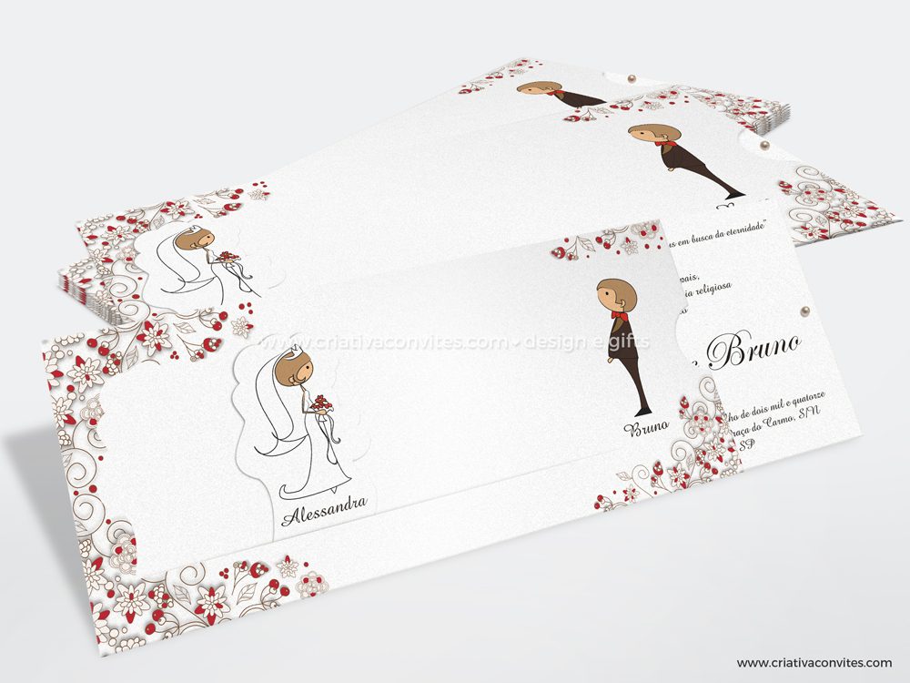 Convite de casamento em papel nobre perolado
