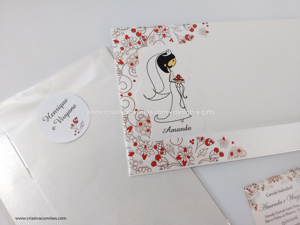 Convite de casamento em papel nobre perolado Encontro