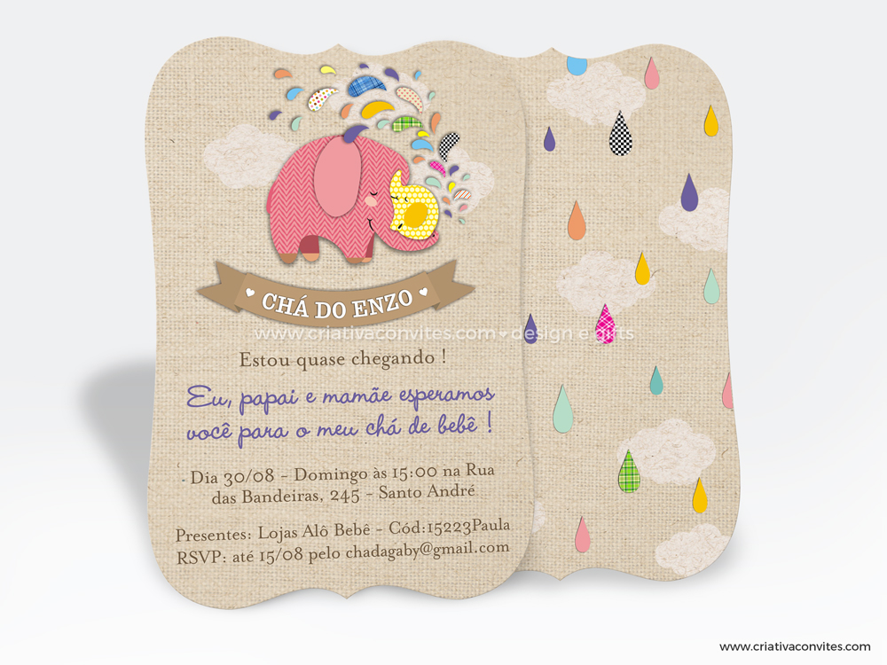 Convite chá de bebê elefantinho