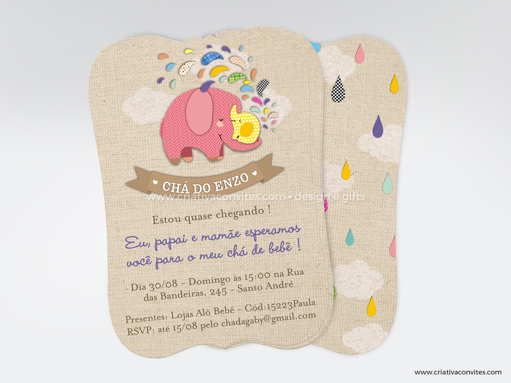 Convite chá de bebê elefantinho