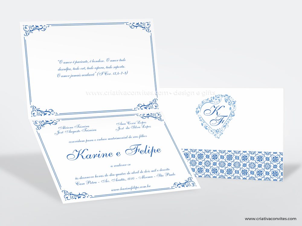 Convite de casamento clássico azulejo português