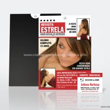 Convite para debutande e 15 anos com tema capa de revista
