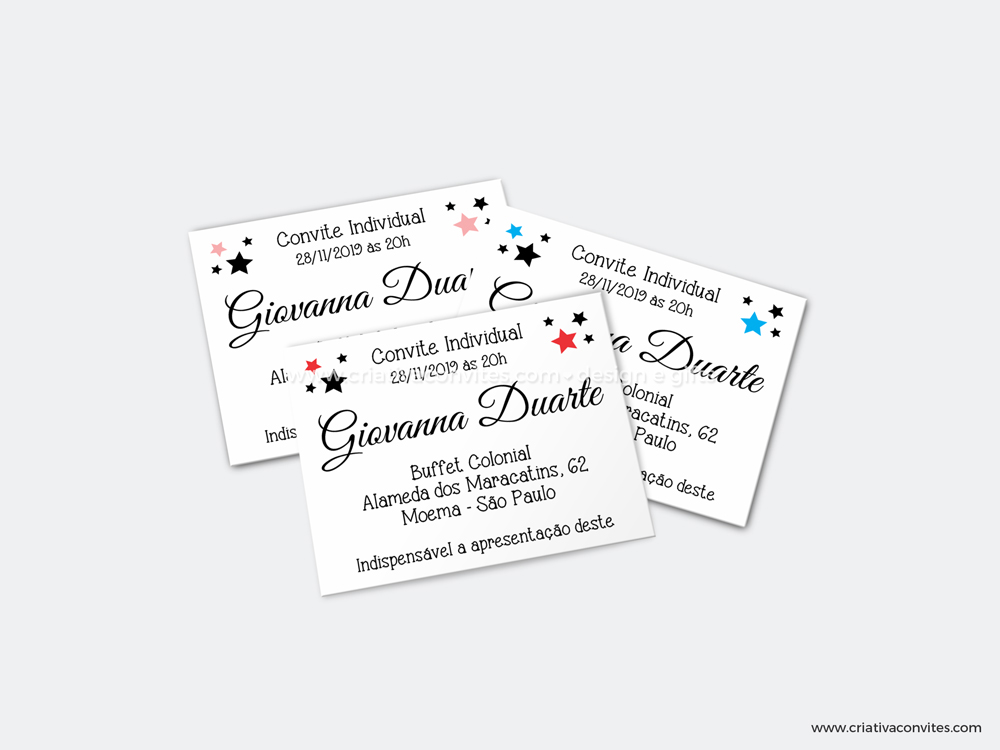 Convite individual debutante estrela