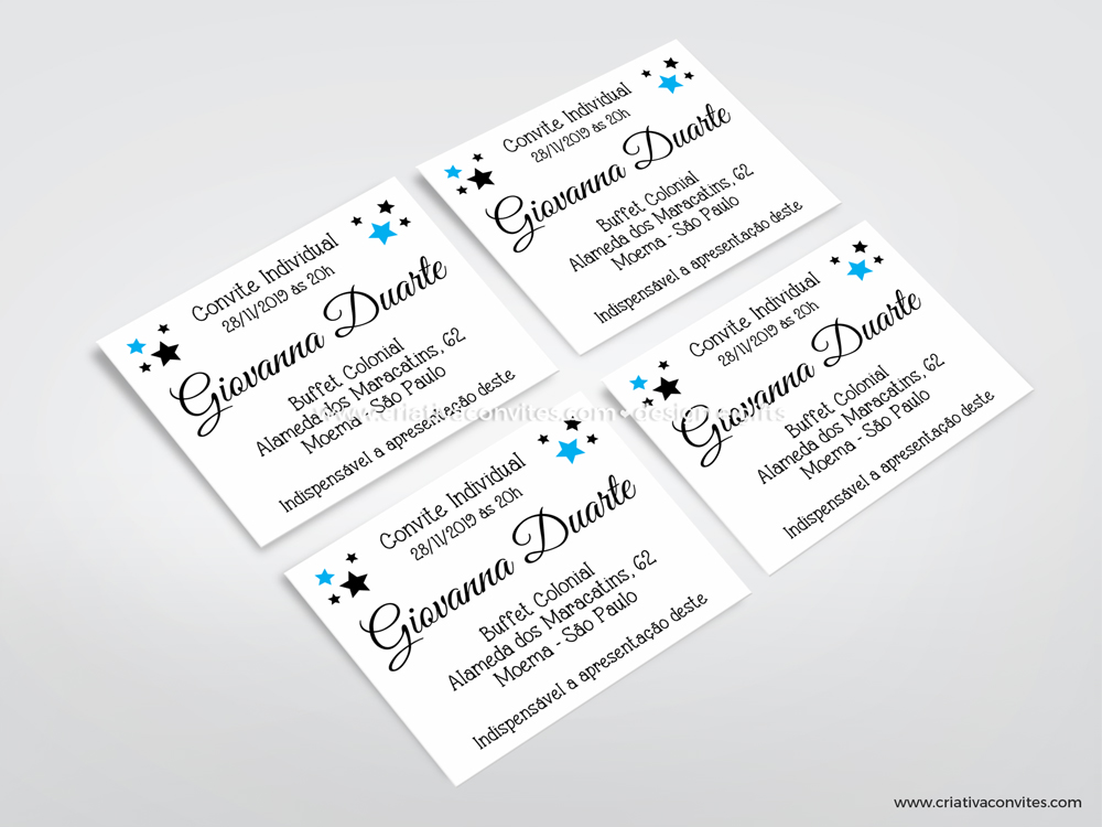 Convite individual debutante estrela