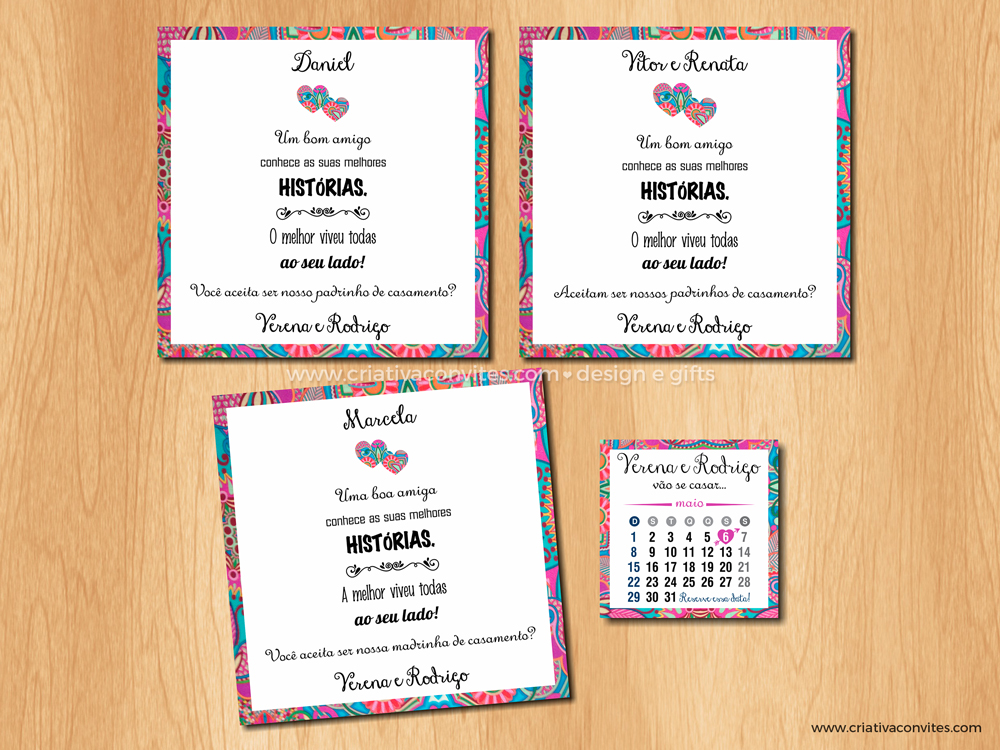 Convite Padrinhos Casamento Personalizado