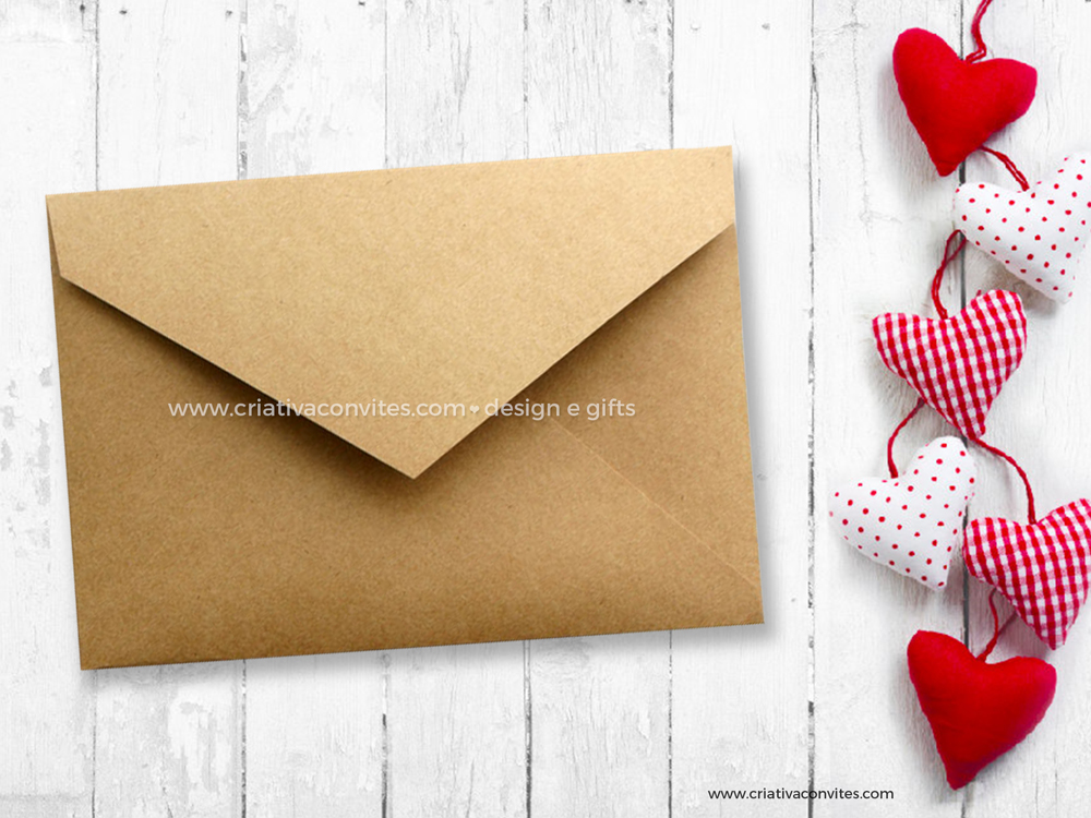 Envelope para convite de casamento rústico kraft amore