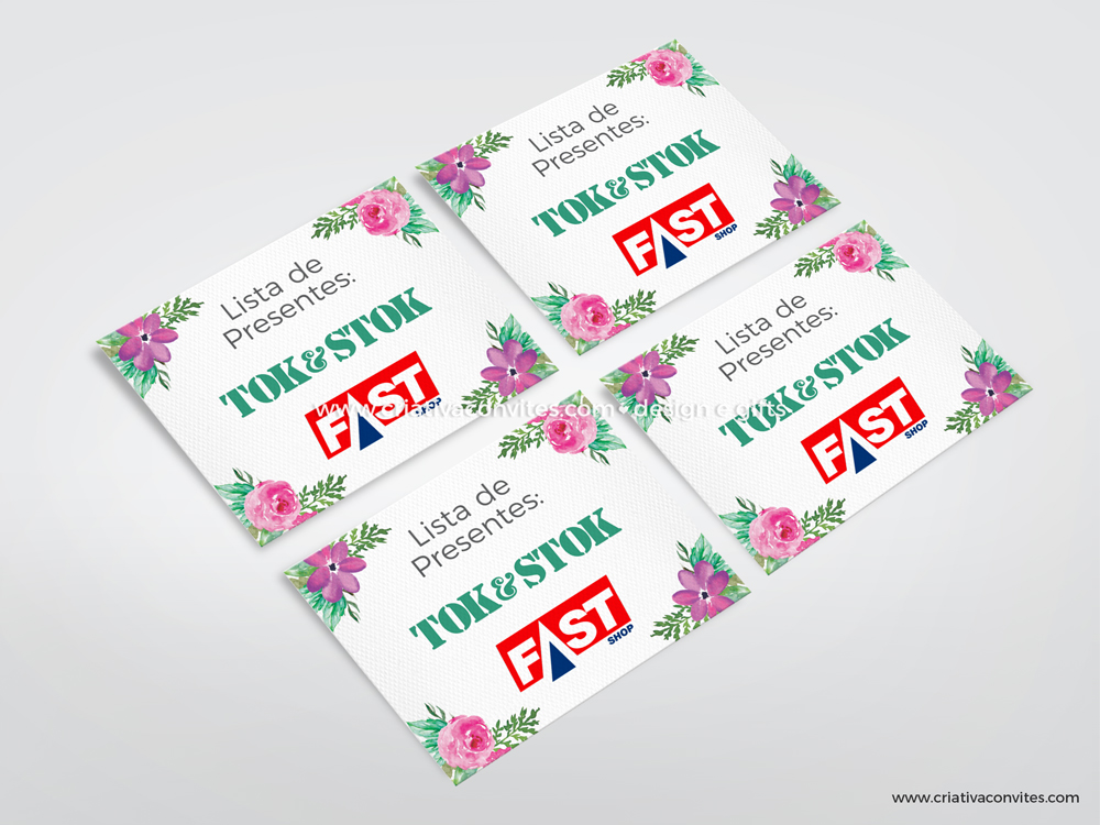 Tag lista de presentes floral Amor sem Fim