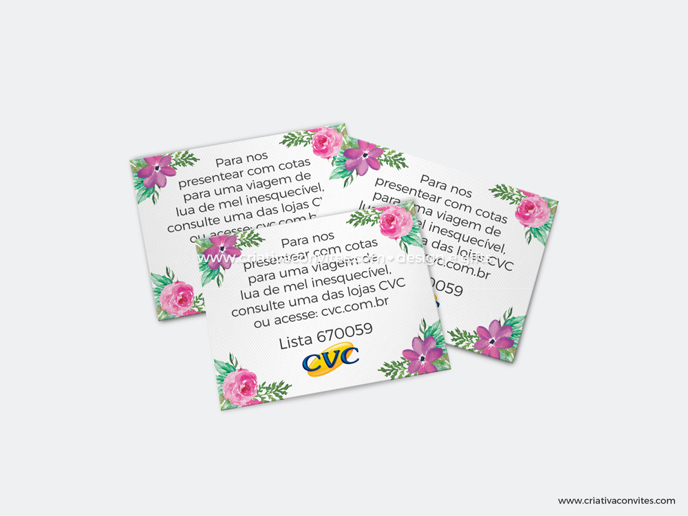 Tag lista de presentes floral Amor sem Fim