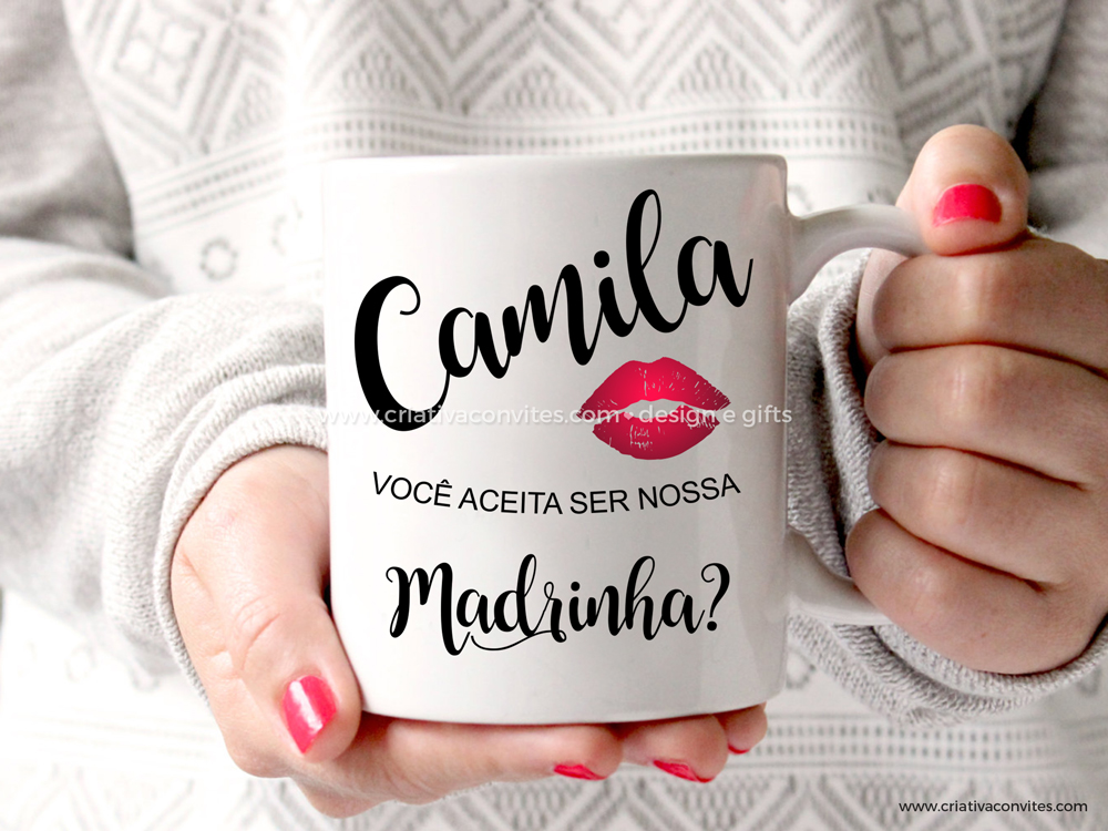 Caneca madrinha casamento Batom