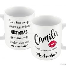 Caneca madrinha casamento Batom
