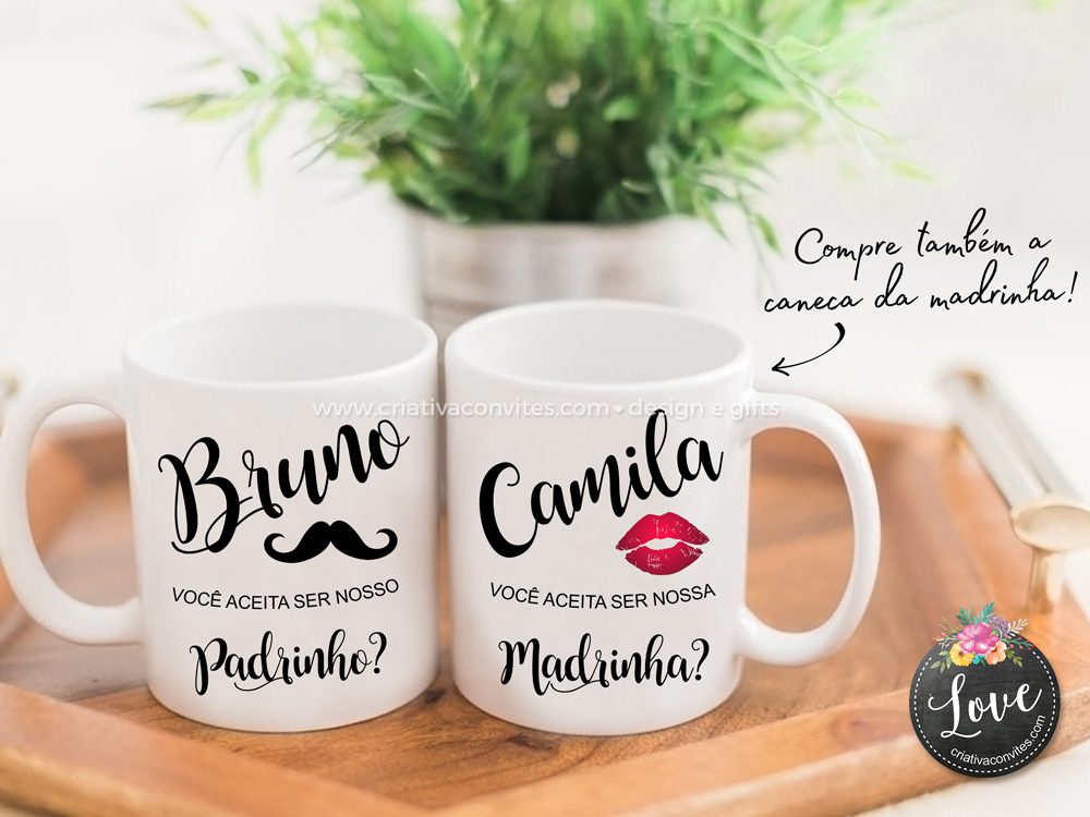 Caneca padrinho casamento Mustache