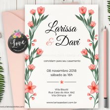 Convite de casamento floral rosa nude Alegria