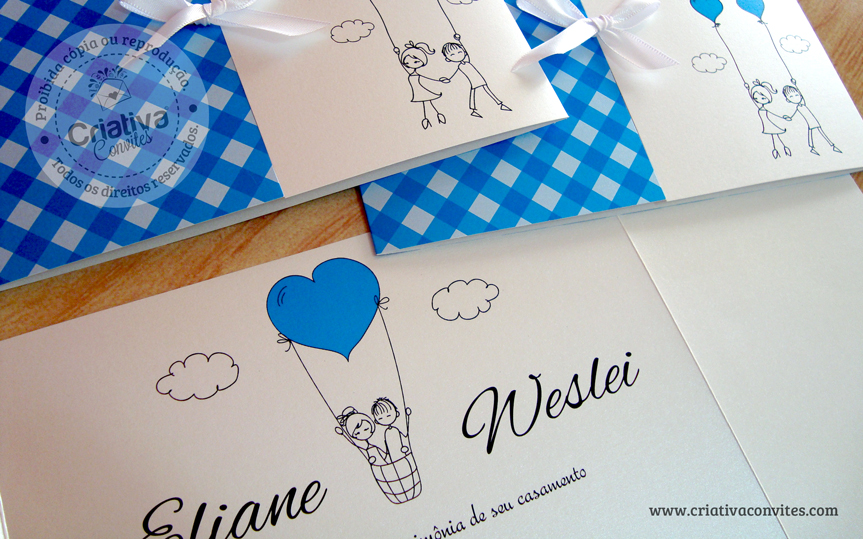 Convite de casamento personalizado Eliane e Weslei